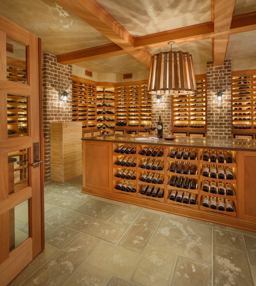 Wood, stone and brick wine cellar