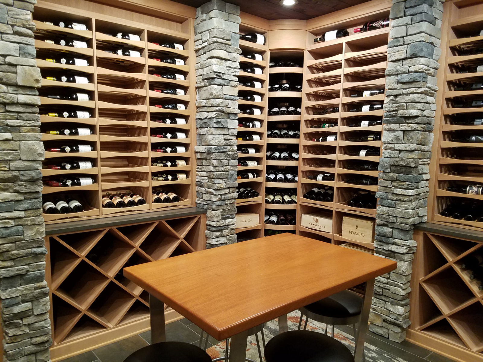 Beautiful Wine Cellar with Mahogany and Stone