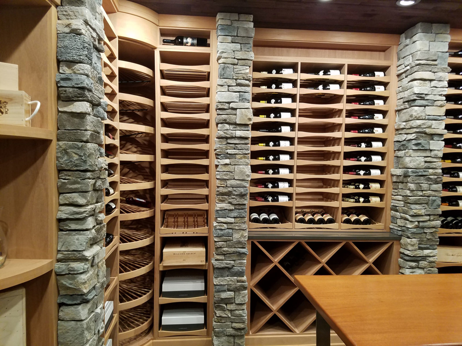 Sliding Pullout Wine Drawers and Rotating Wine Storage