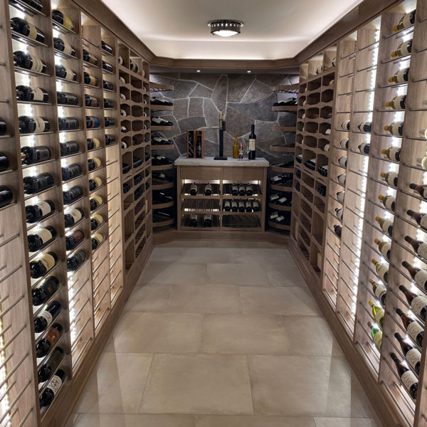 Minneapolis Wine Cellar With Full Height Wine Ladders