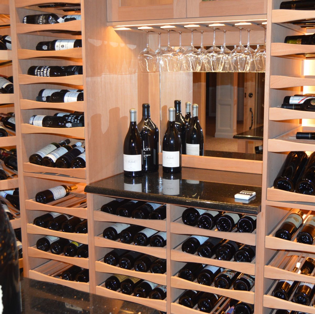 Wine Glass Storage Rack in Wine Cellar
