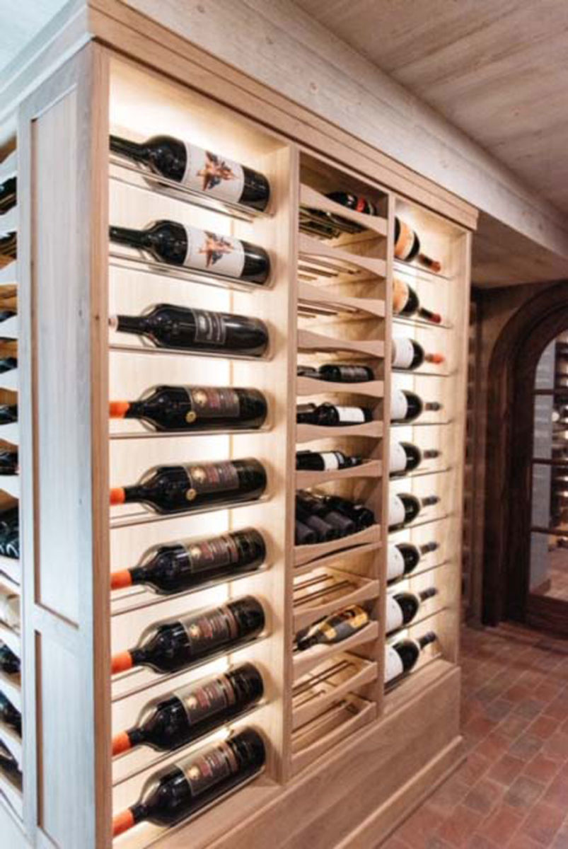 large format wine storage in custom wine cellar