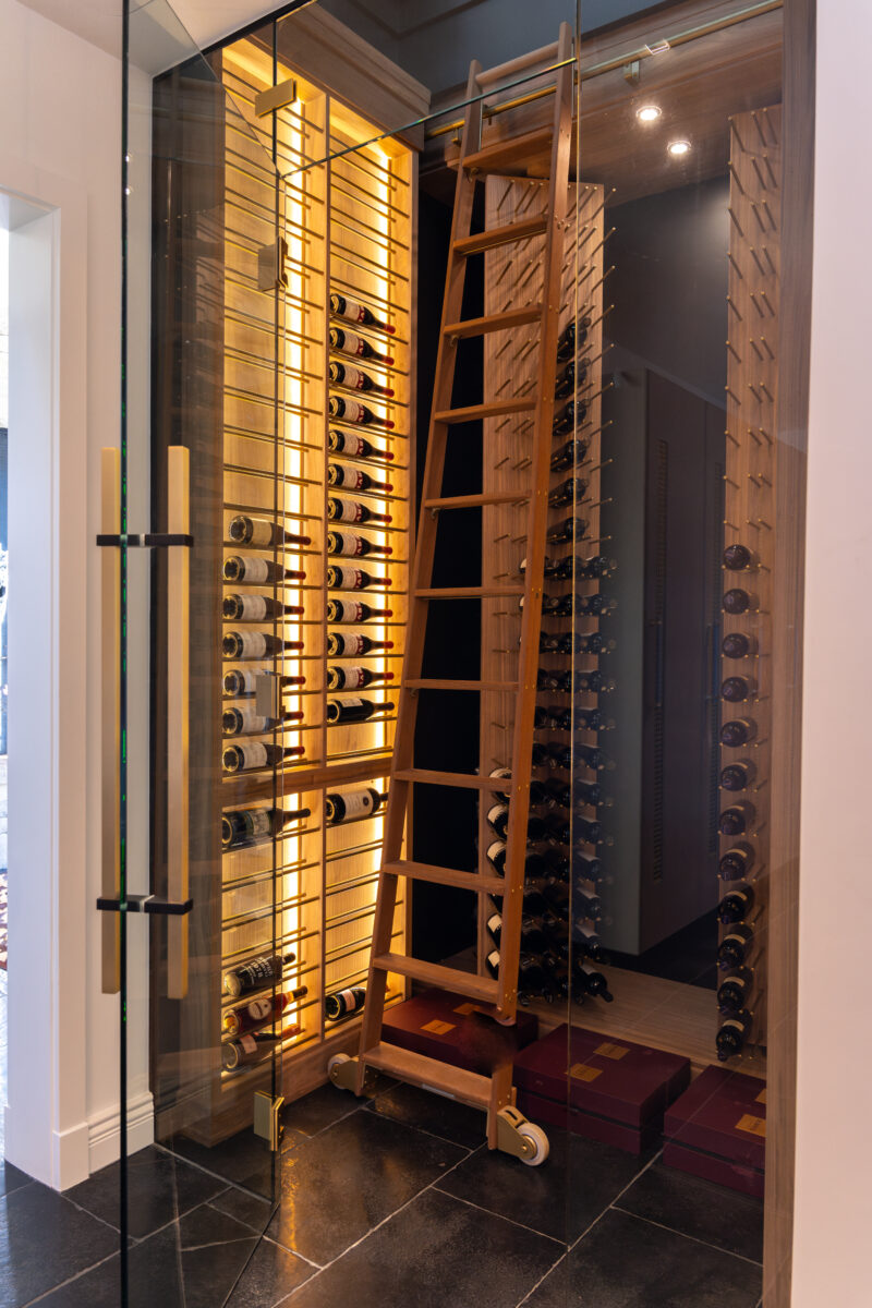 Glass enclosed 2 story wine cellar